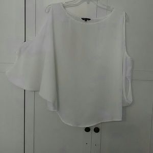 White batwing cold shoulder blouse